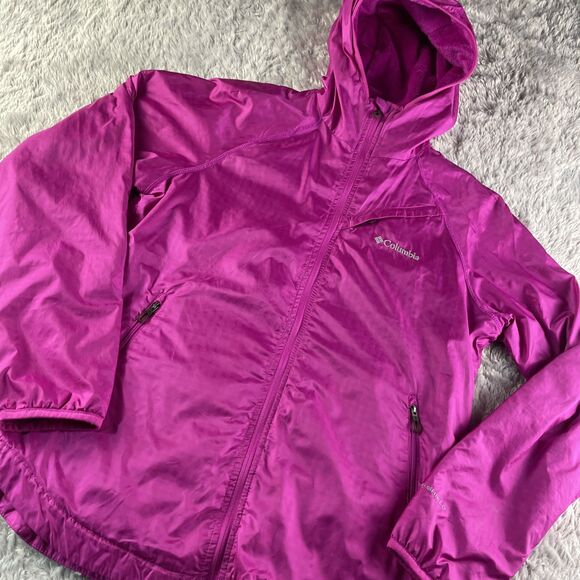 Columbia Jacket Womens Medium Pink Gray Poleta Peak Omni-shield Fleece Lined - Picture 1 of 12